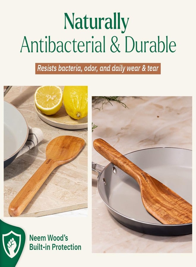 Ember Cookware طقم ملاعق خشبية من إمبر كوكوير - أدوات طهي من خشب النيم (مجموعة من 3 قطع) | معتمد من هيئة المواصفات والمقاييس الهندية | أدوات مطبخ صديقة للبيئة ومتينة | مقاومة للحرارة ولا تخدش - Image 5